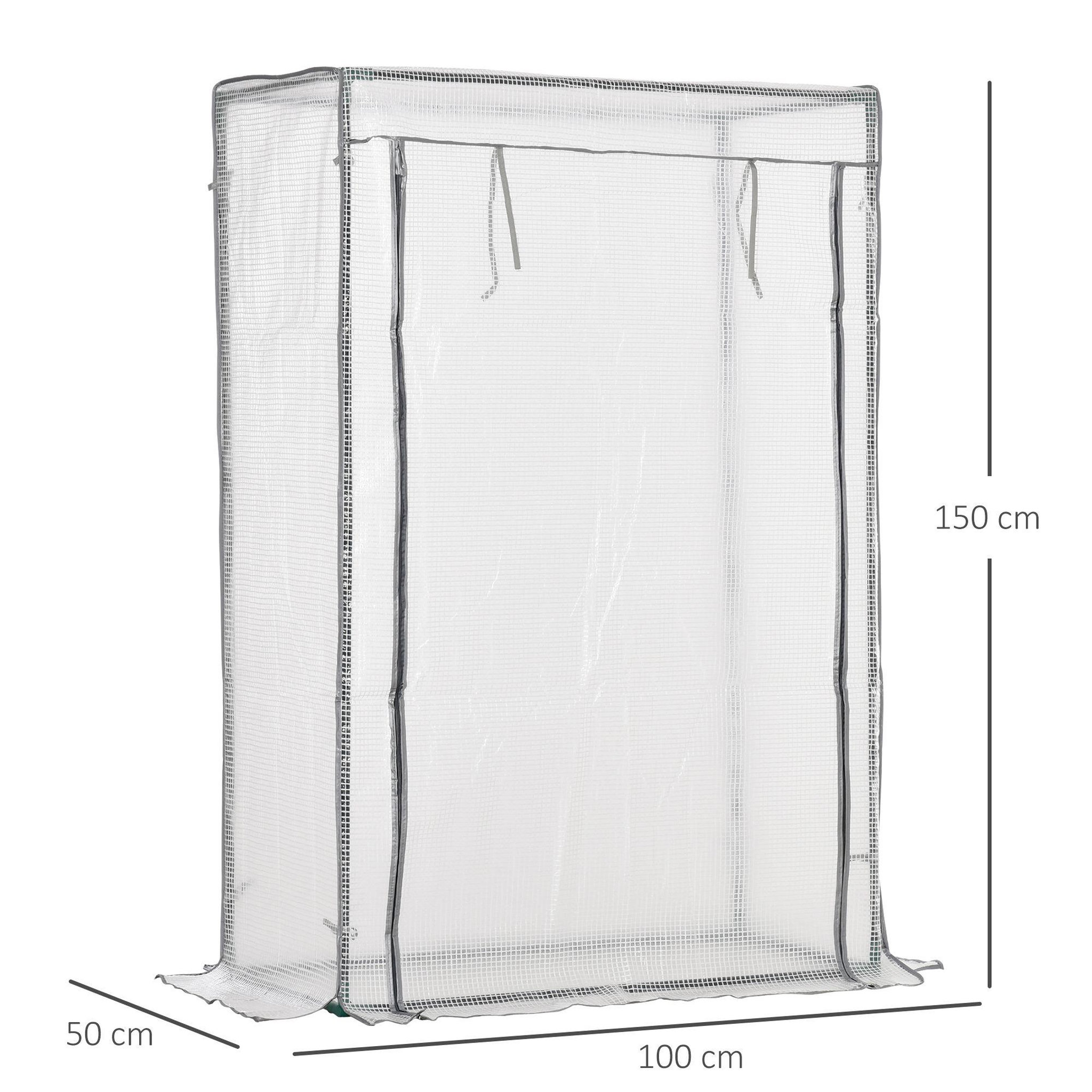 Voir la diapositive 3 : OUTSUNNY Serre de jardin serre à tomates porte zippée déroulante - 1x0,5x1,5m - acier pvc blanc transparent