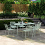 Voir la diapositive 2 : OUTSUNNY Salon de jardin 6 places 7 pièces - table à manger 6 chaises empilables - acier thermolaqué verre d'eau