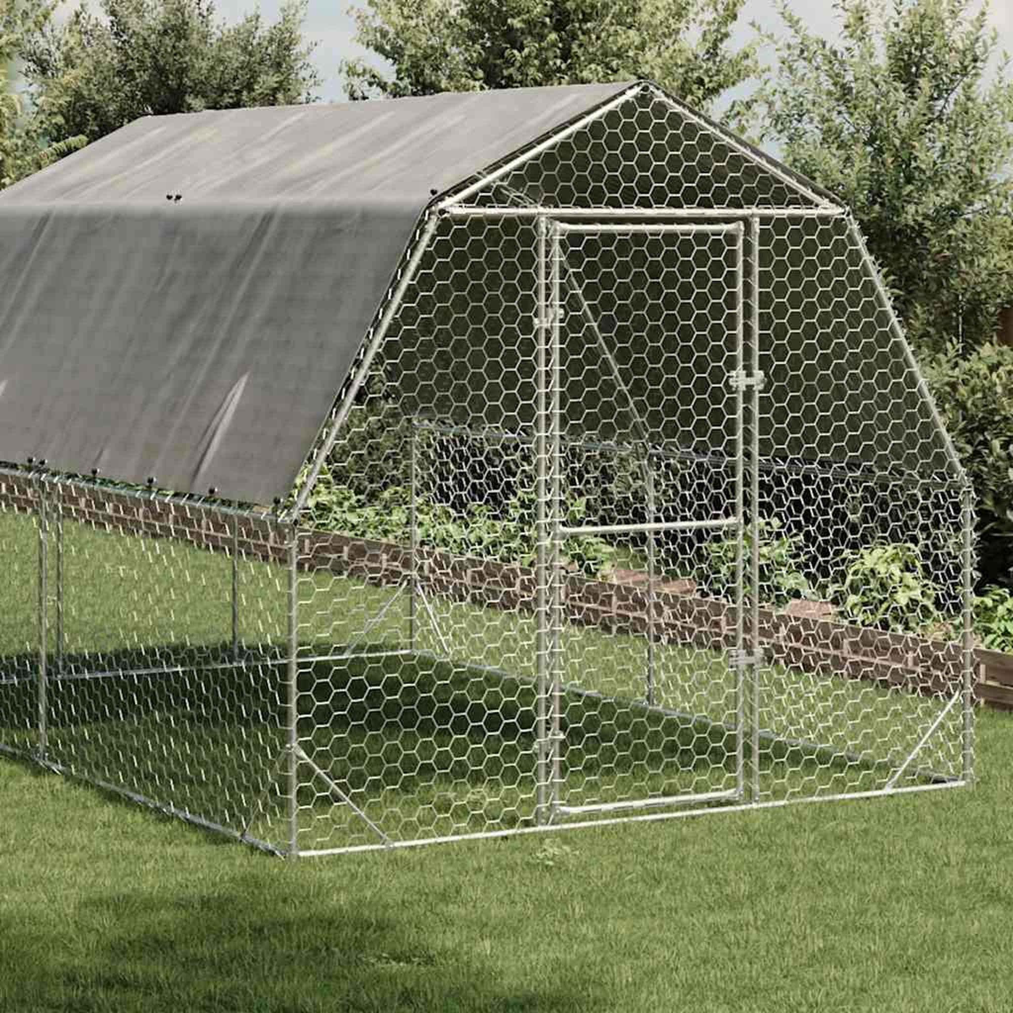 Voir la diapositive 2 : VIDAXL Poulailler avec toit 2,5x4x2,25 m acier galvanise