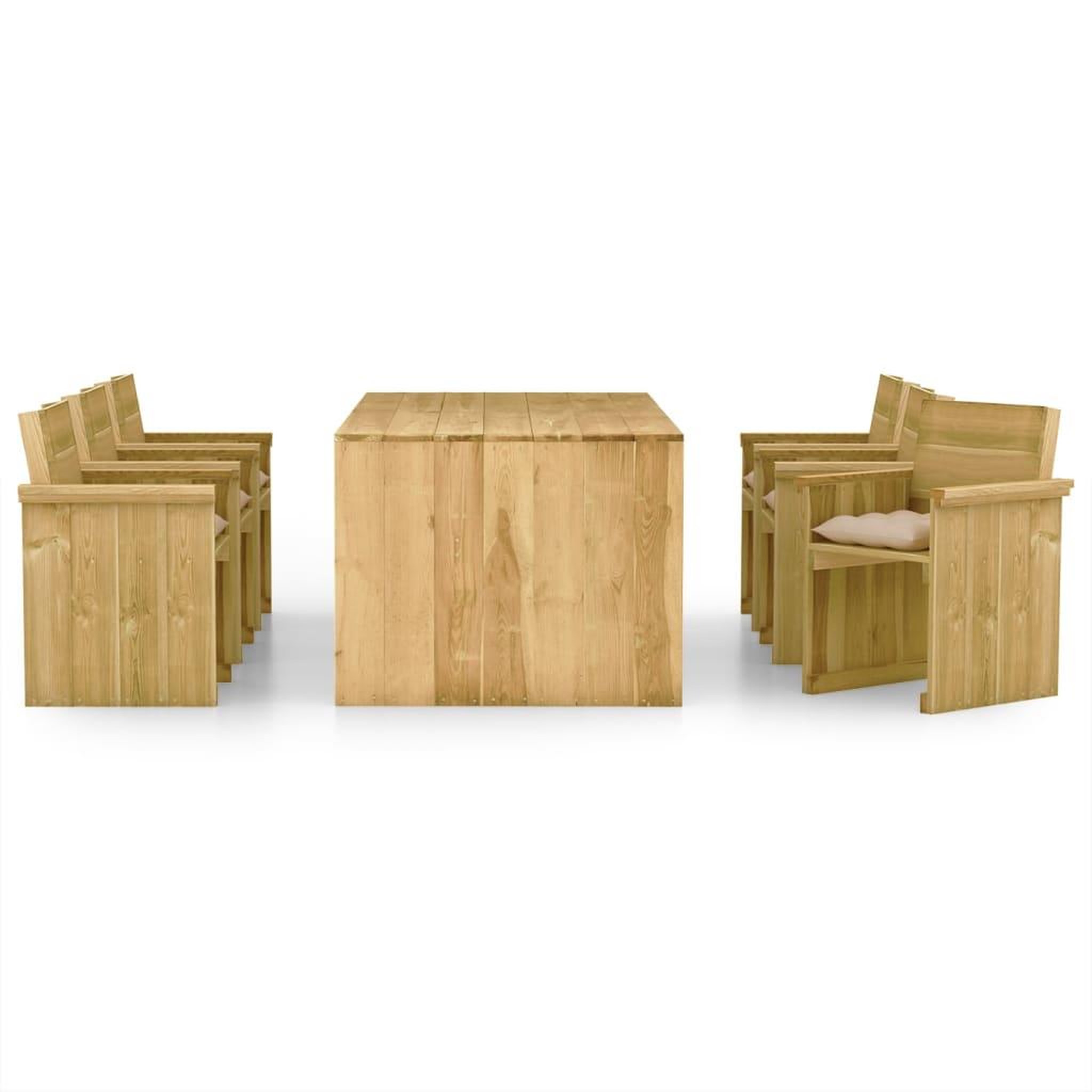Voir la diapositive 2 : VIDAXL Ensemble a manger de jardin 7 pcs avec coussins pin impregne