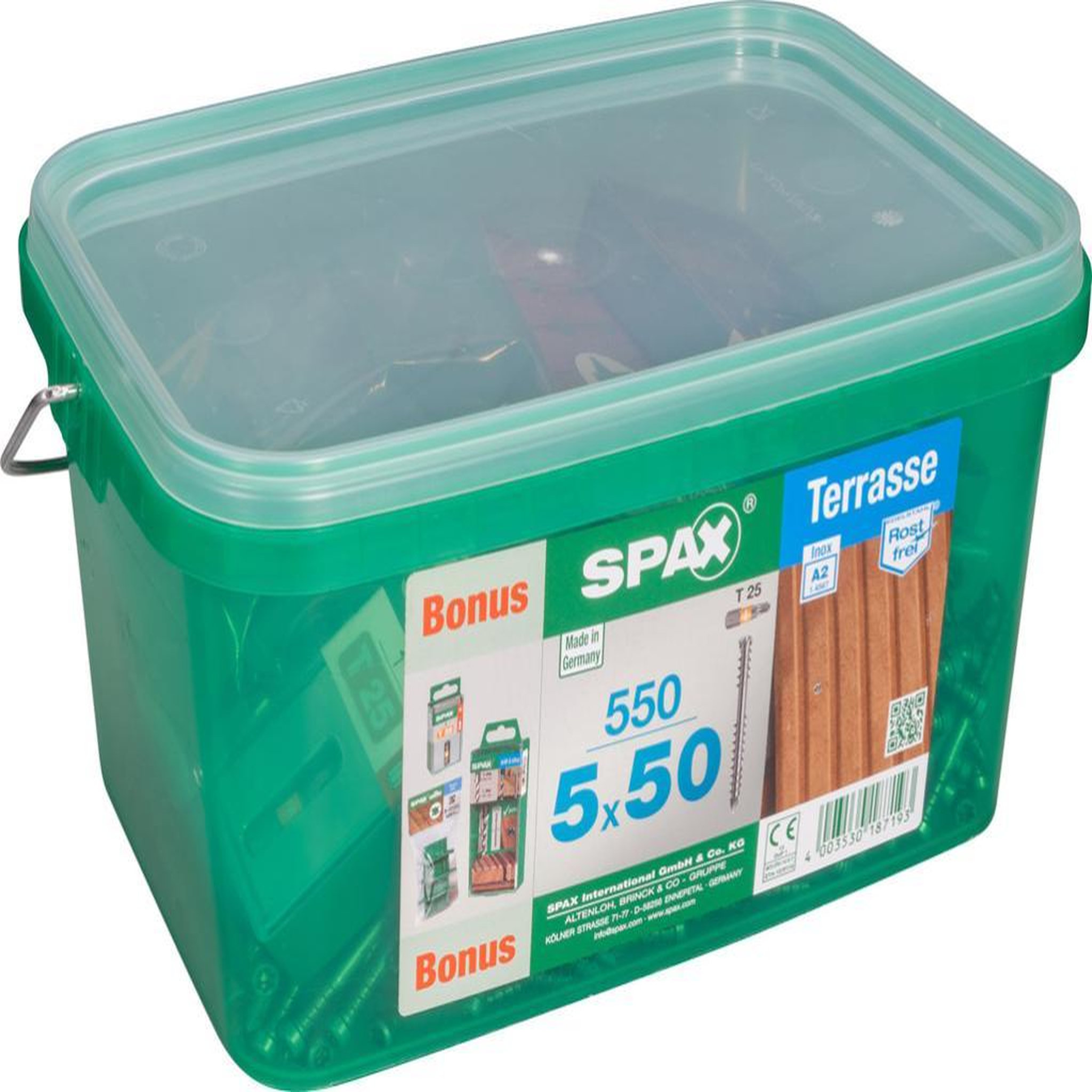 CENTRALE BRICO Lot de 550 vis terrasse inox tête cylindrique étoile SPAX, Diam.5 mm x L.50 mm