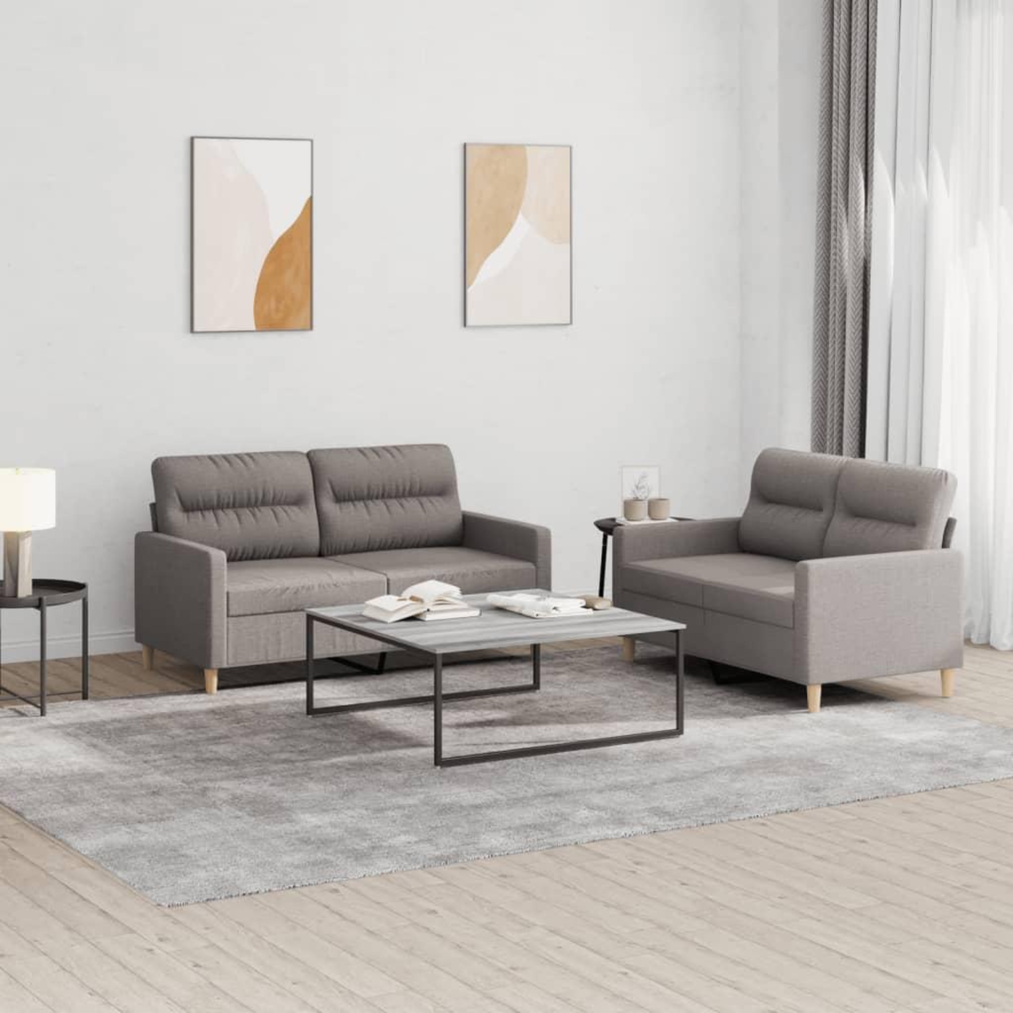 VIDAXL Ensemble de canapes 2 pcs avec coussins Taupe Tissu