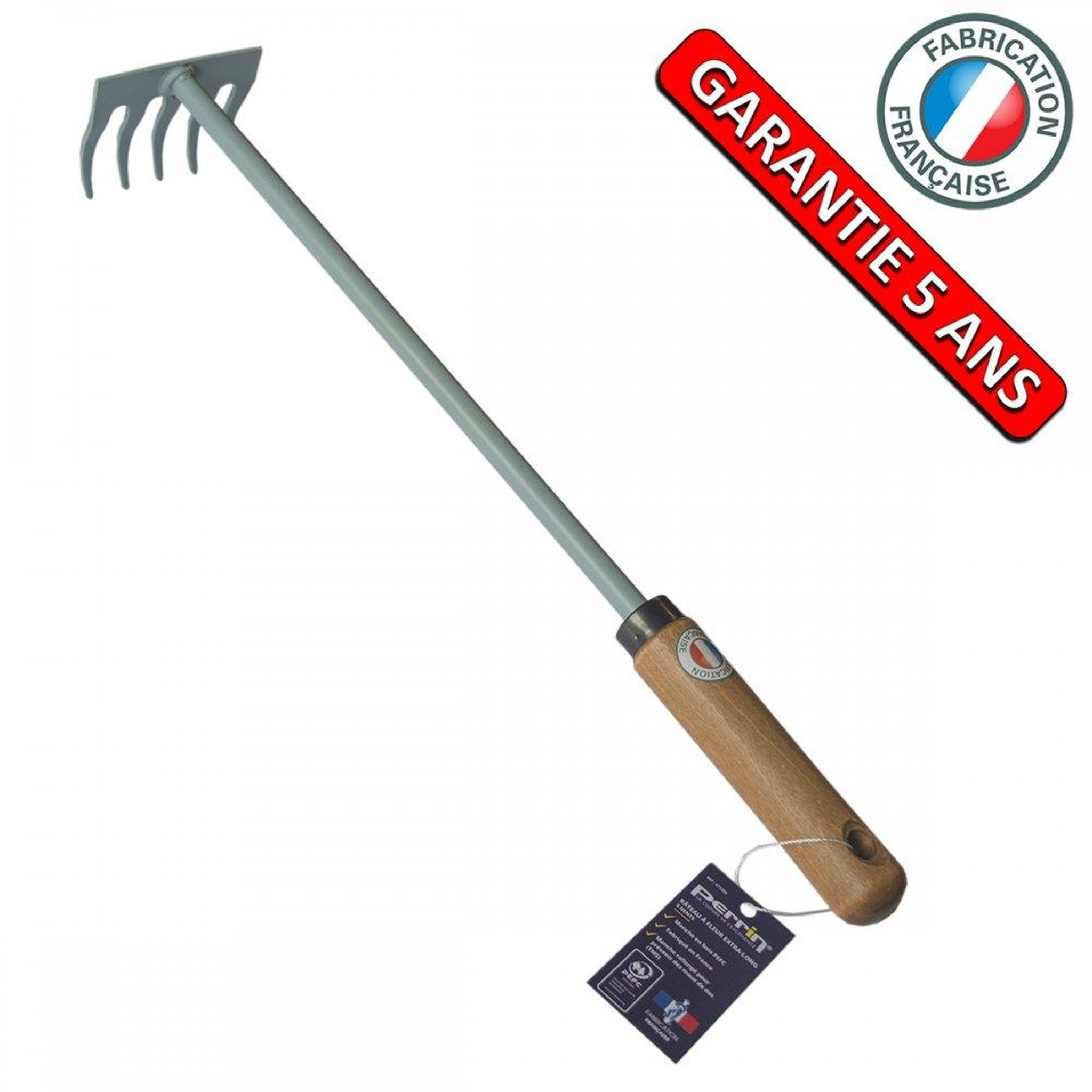 OUTILS PERRIN Râteau à fleurs 5 dents - manche extra-long bois pefc - outil de jardin