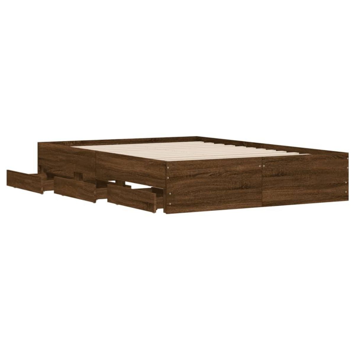 VIDAXL Cadre de lit avec tiroirs sans matelas chene marron 120x190 cm
