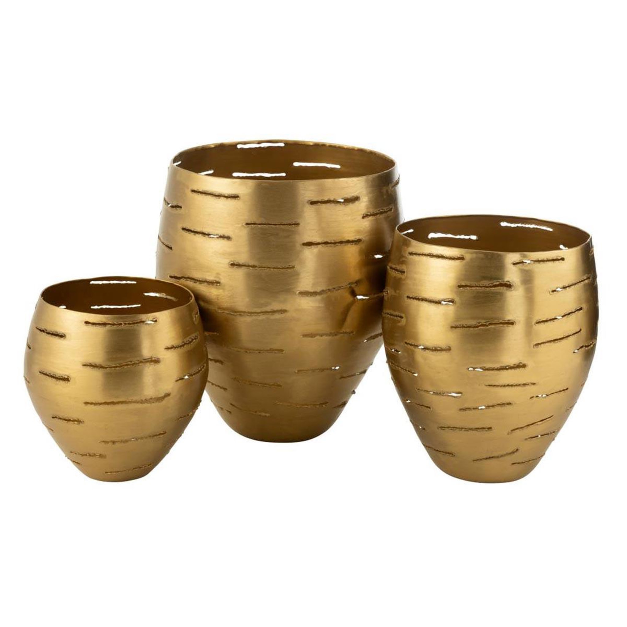 J-LINE Lot de 3 photophores en métal  wilburn  52cm or