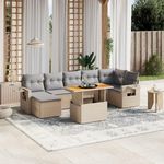 VIDAXL Salon de jardin avec coussins 8 pcs beige resine tressee