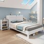 Voir la diapositive 2 : MERAX Lit avec rangement 140x200cm mdf coloris blanc