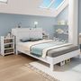 Voir la diapositive 2 : MERAX Lit avec rangement 140x200cm mdf coloris blanc