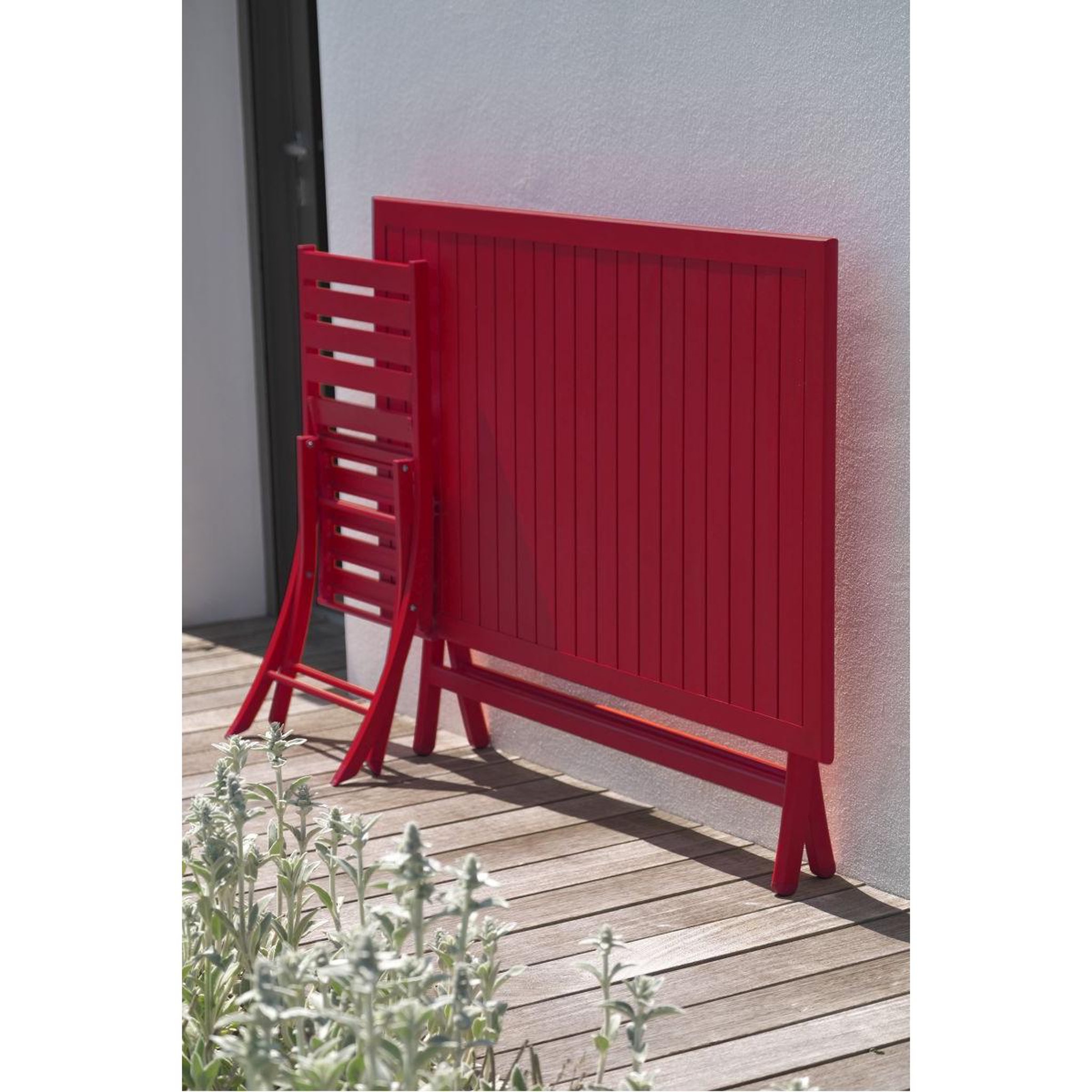 Voir la diapositive 4 : Paris Prix Ensemble table de jardin pliante & 4 chaises  marius  140cm rouge carmin