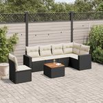 VIDAXL Salon de jardin 7 pcs avec coussins noir resine tressee