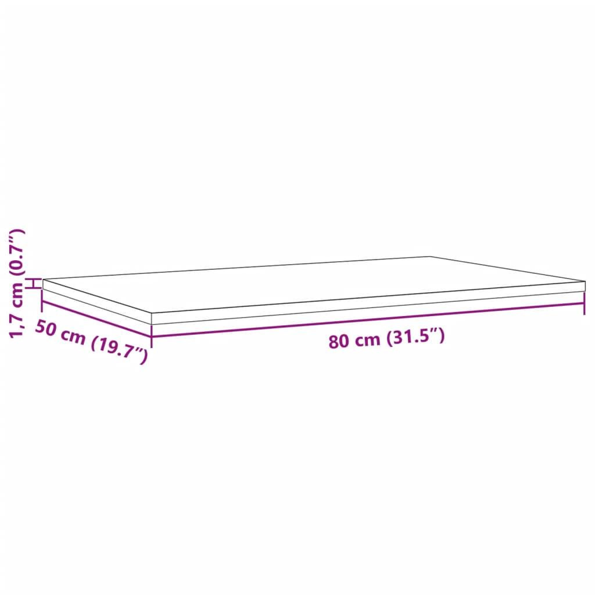 Voir la diapositive 6 : VIDAXL Dessus de table 80x50x1,7 cm rectangulaire bois de pin massif