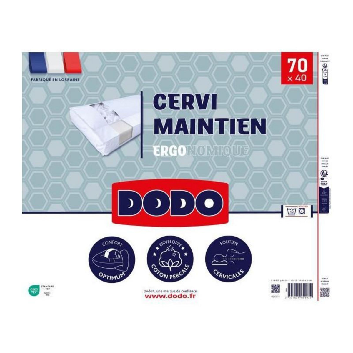 DODO Oreiller ferme - DODO - Maintien cervical - 40 x 70 cm - Blanc