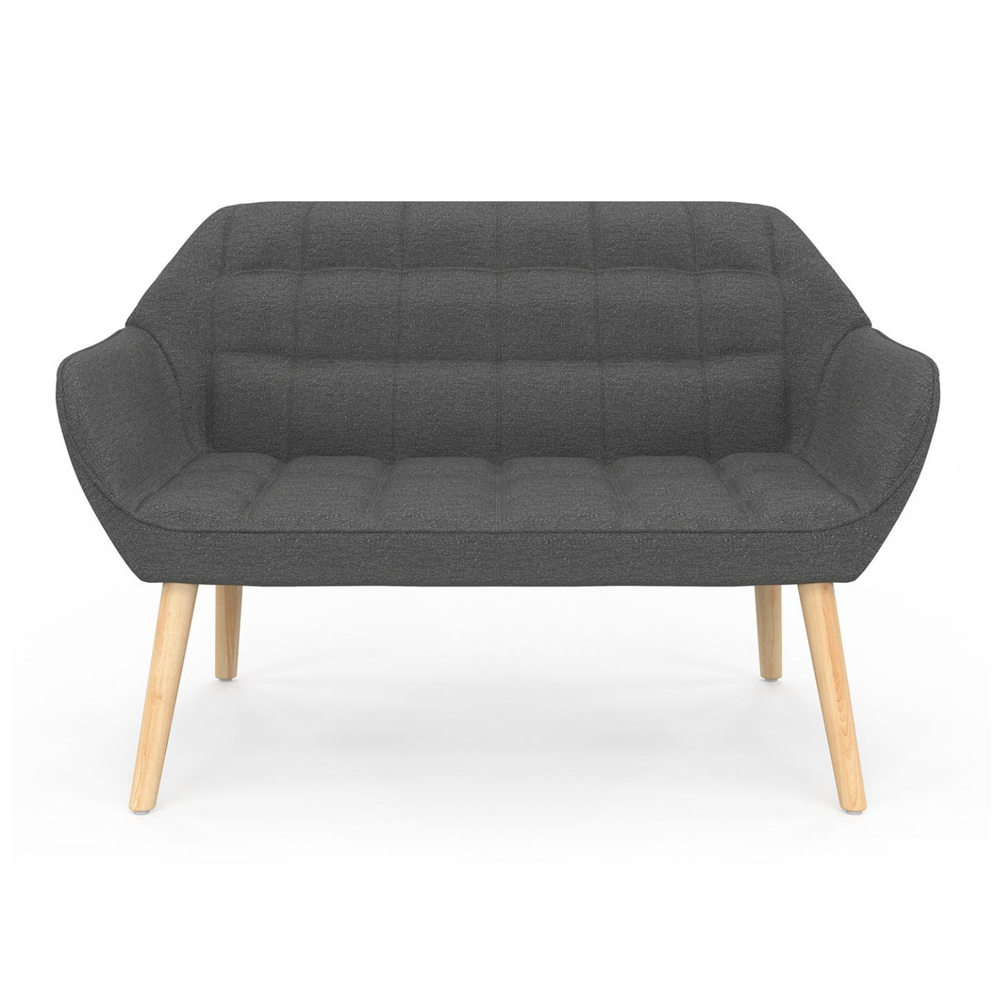 Voir la diapositive 3 : ID MARKET Canapé droit scandinave 2 places castille en tissu matelassé gris anthracite