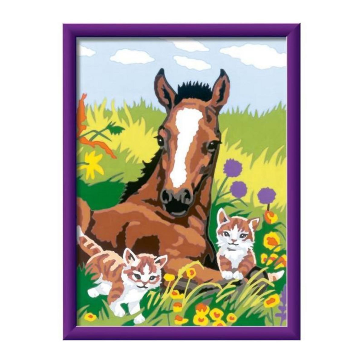 RAVENSBURGER CreArt Kids 18x24cm Cheval et chatons, Kit de peinture par numéros Numéro d'Art, Des 7 ans, 25840, Ravensburger