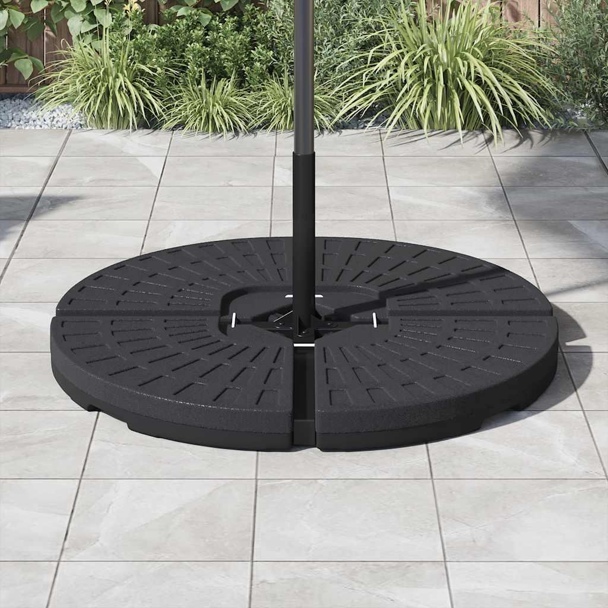 Voir la diapositive 3 : VIDAXL Socle de parasol en forme d'eventail 4 pcs noir