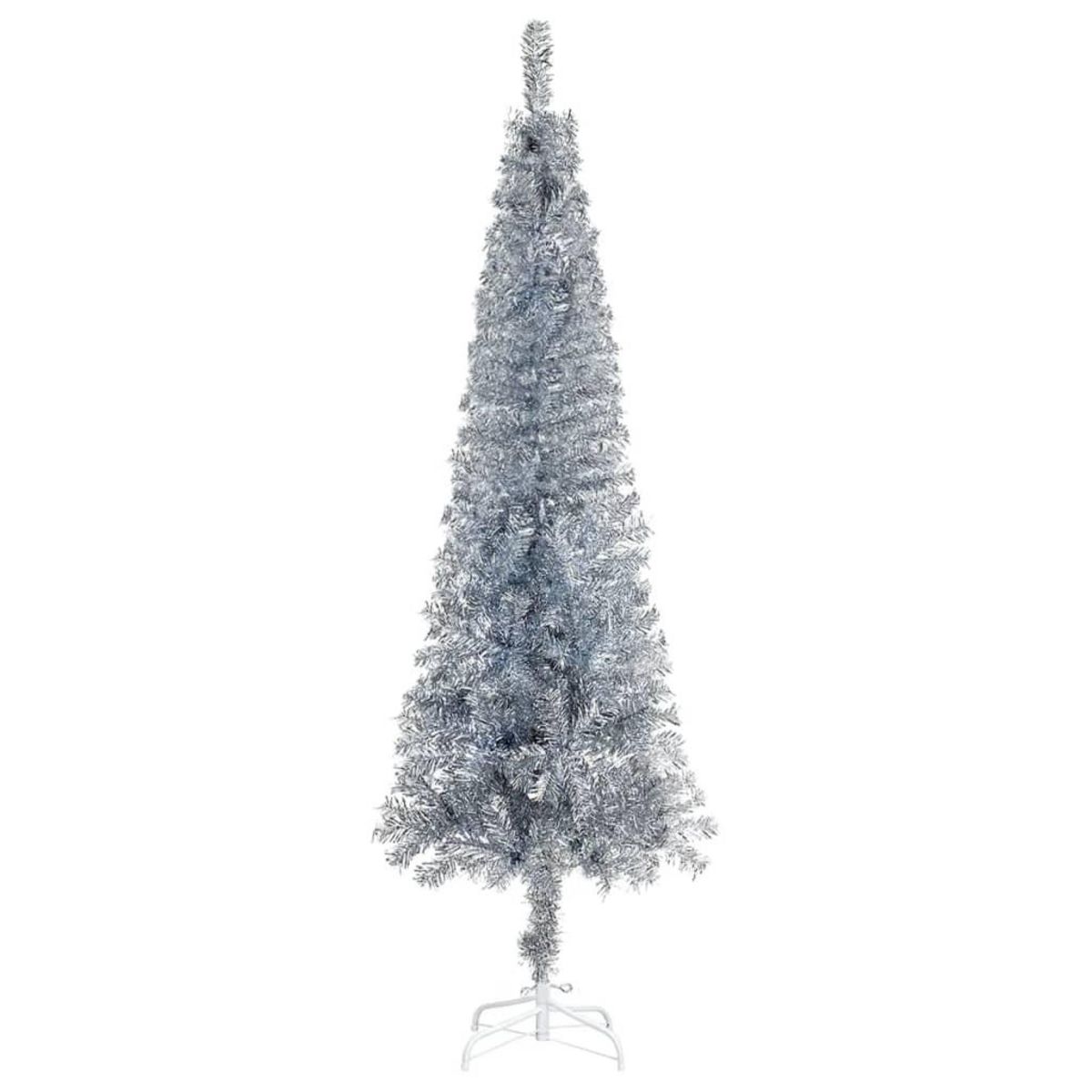 VIDAXL Sapin de Noël etroit Argente 210 cm