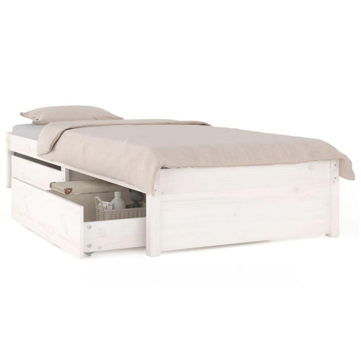 VIDAXL Cadre de lit sans matelas avec tiroirs blanc 90x200 cm