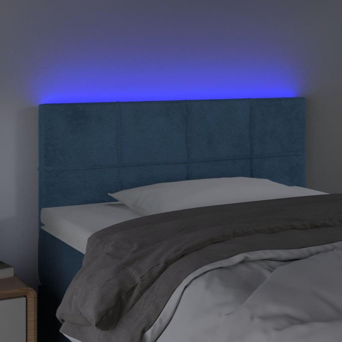 VIDAXL Tete de lit a LED Bleu fonce 100x5x78/88 cm Velours