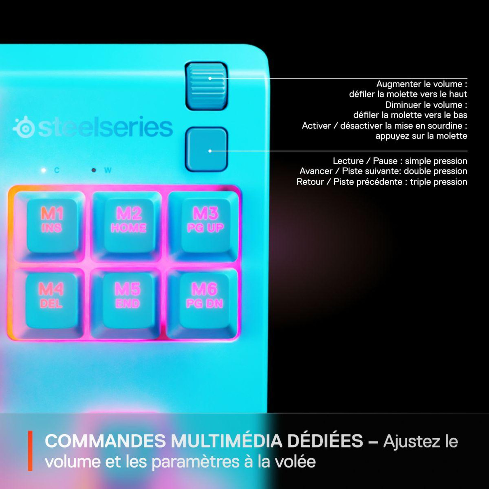 Voir la diapositive 4 : STEEL SERIES Clavier gamer apex 3 tkl aqua - fr