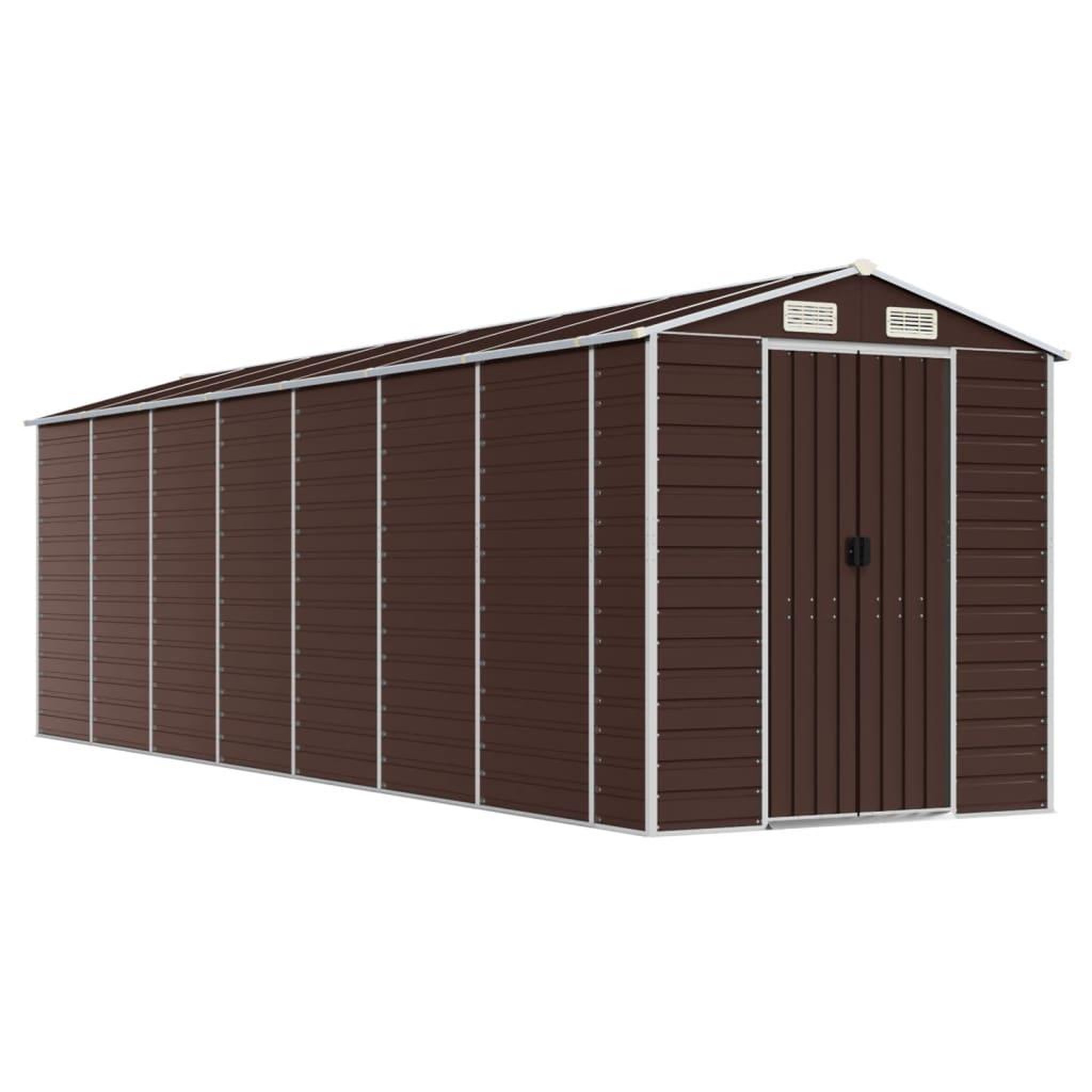 Voir la diapositive 2 : VIDAXL Abri de jardin marron 191x640x198 cm acier galvanise
