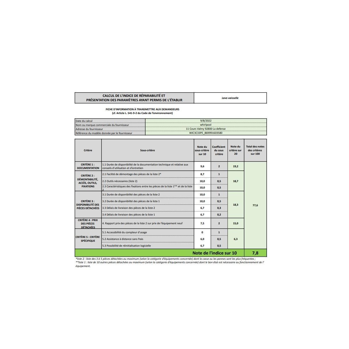 Whirlpool Lave-vaisselle 60cm 14 couverts 43db tout intégrable silver - WIC3C33PE