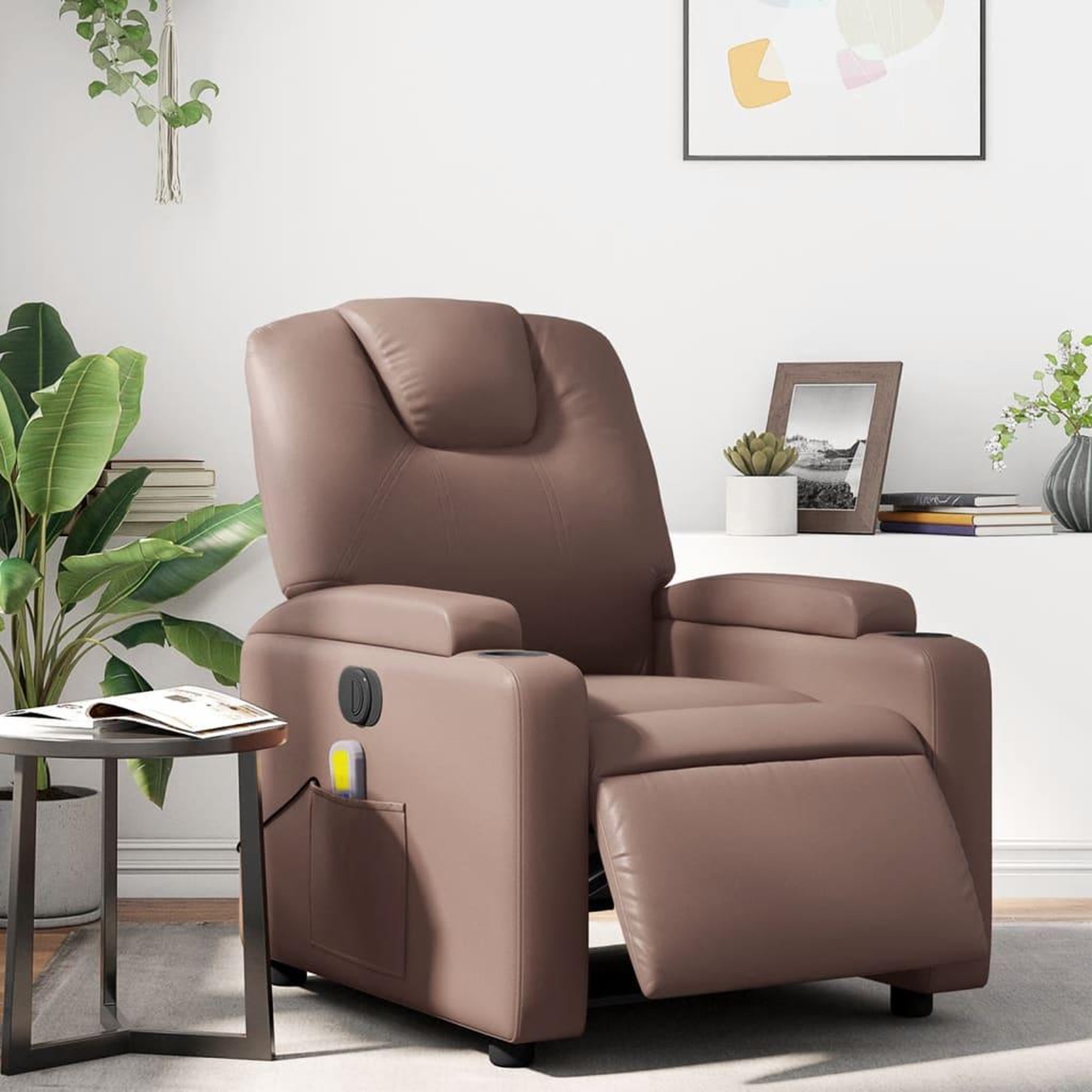 VIDAXL Fauteuil de massage inclinable electrique marron similicuir