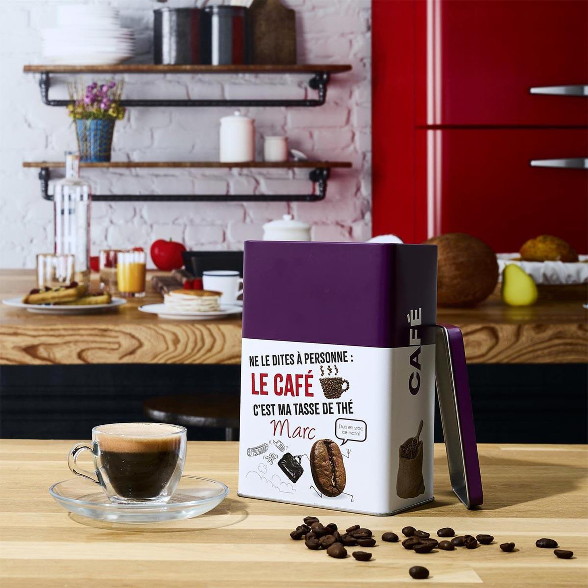 Voir la diapositive 4 : COOK CONCEPT Boîte à café en métal  ludique  18cm violet