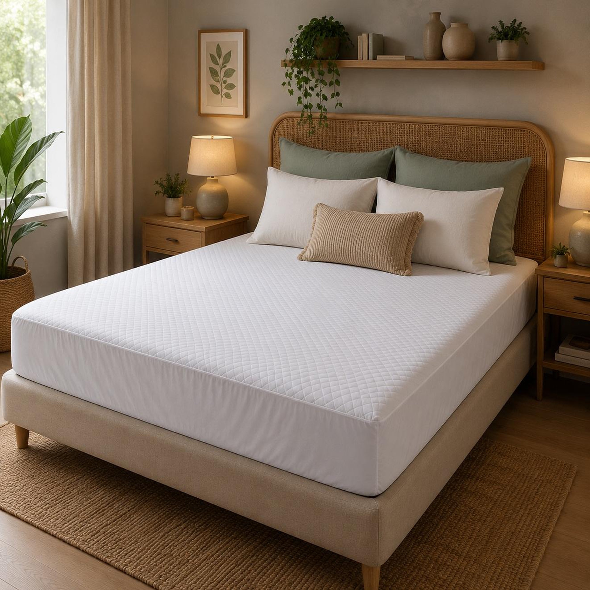 Voir la diapositive 2 : Eden Protege matelas en coton 90 x 190 cm elisa