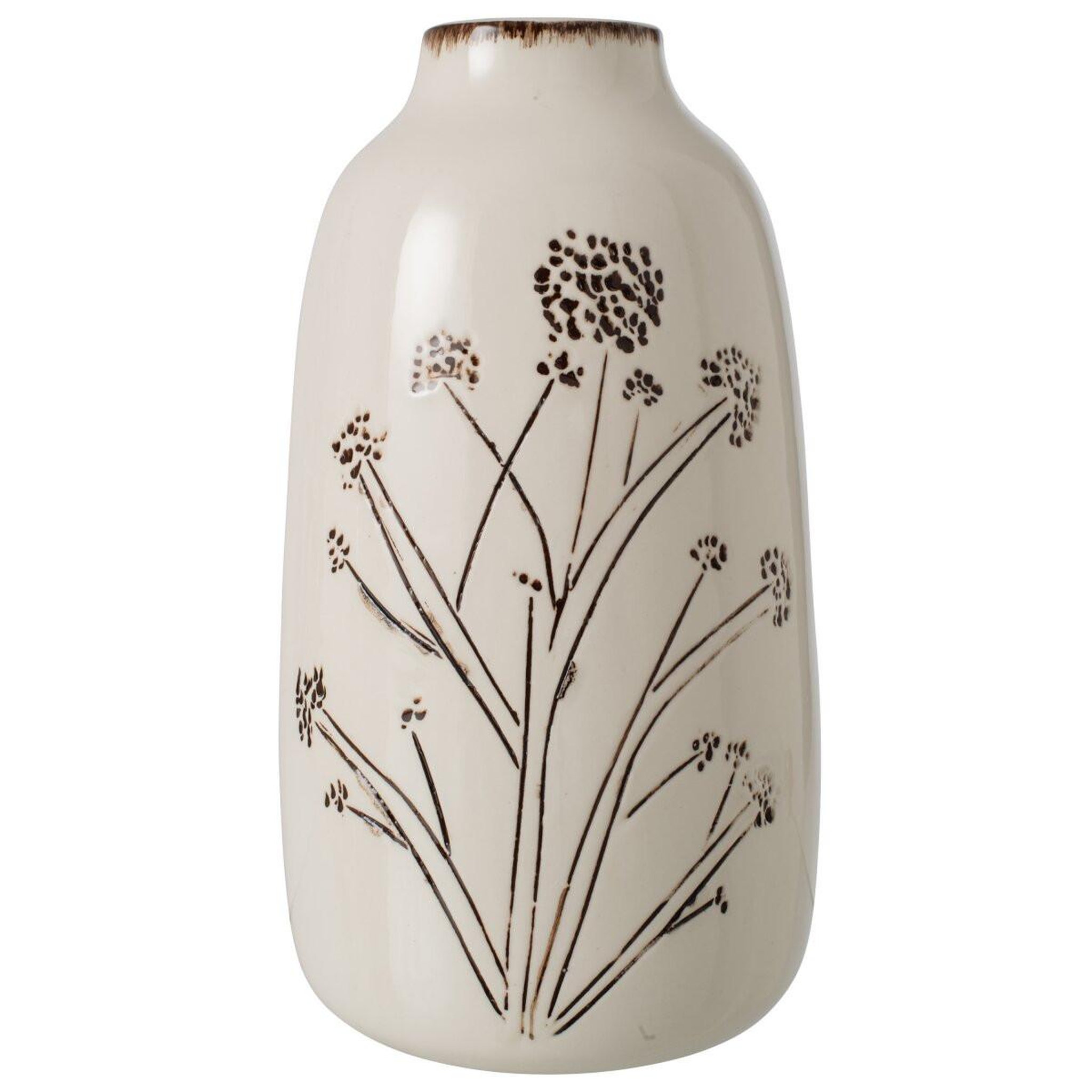 J-LINE Vase Design en Porcelaine  Tuva  24cm Blanc