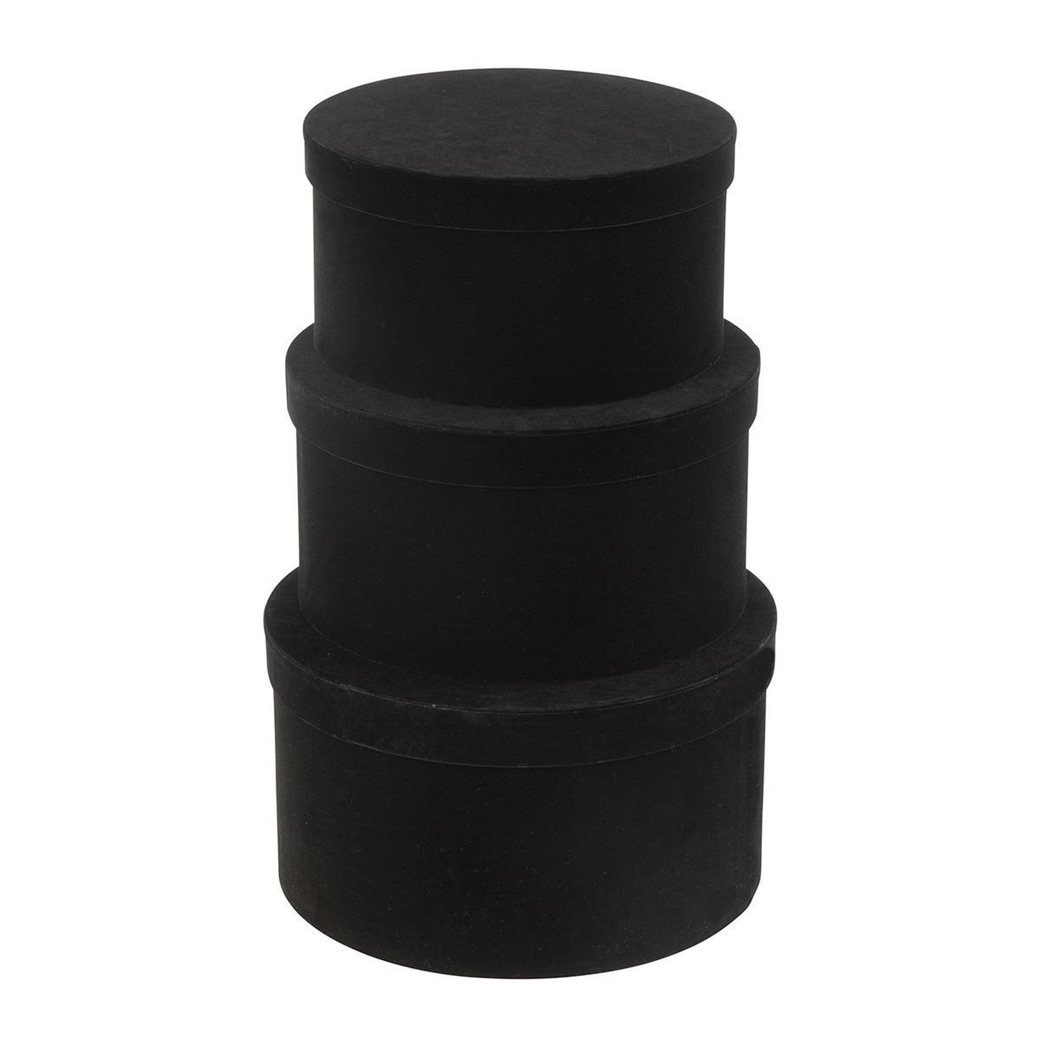 Voir la diapositive 2 : J-LINE Lot de 3 boîtes de rangement rondes plates  vaughn  32cm noir