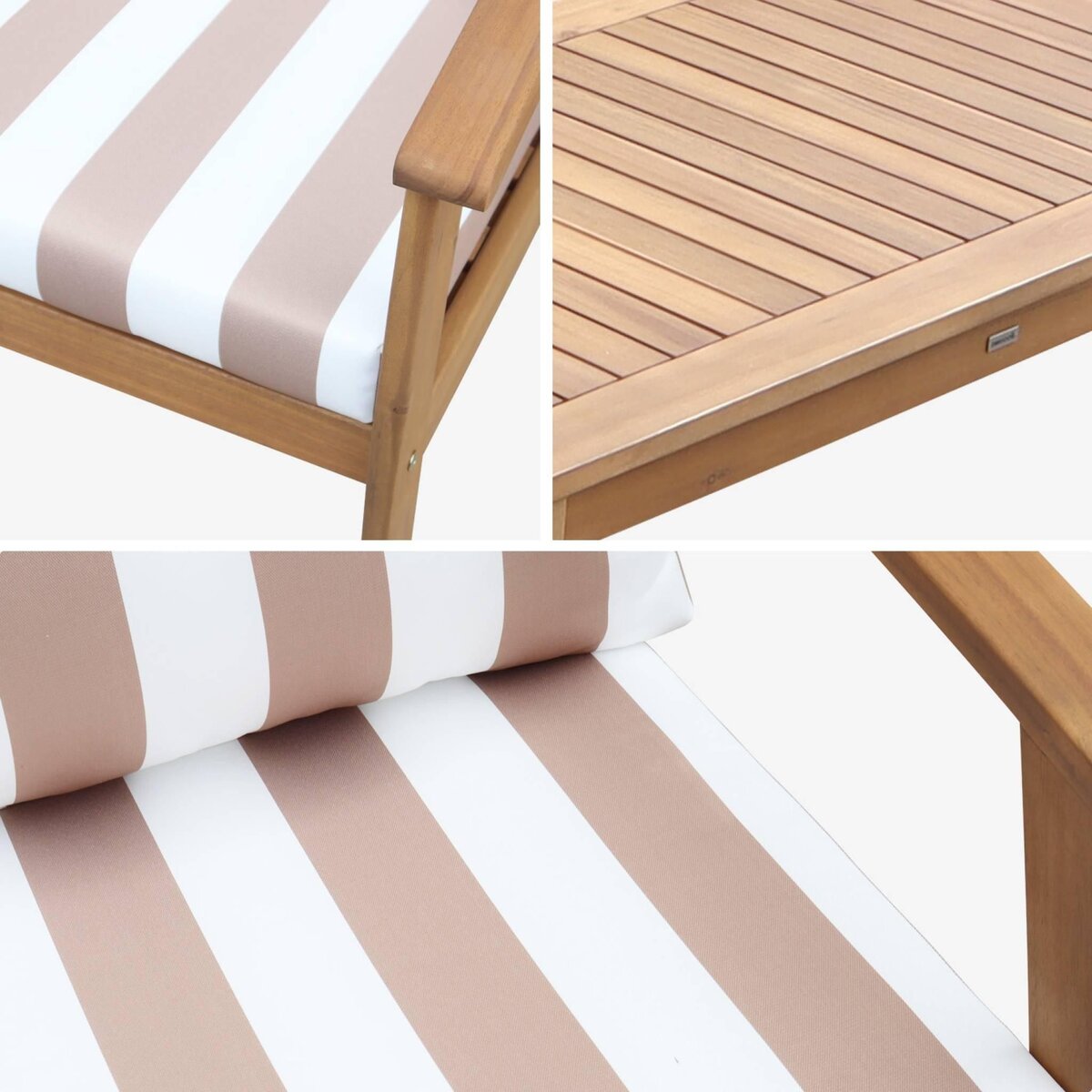 SWEEEK Salon de jardin en bois 4 places - Ushuaïa - Canapé, fauteuils et table basse en acacia, design