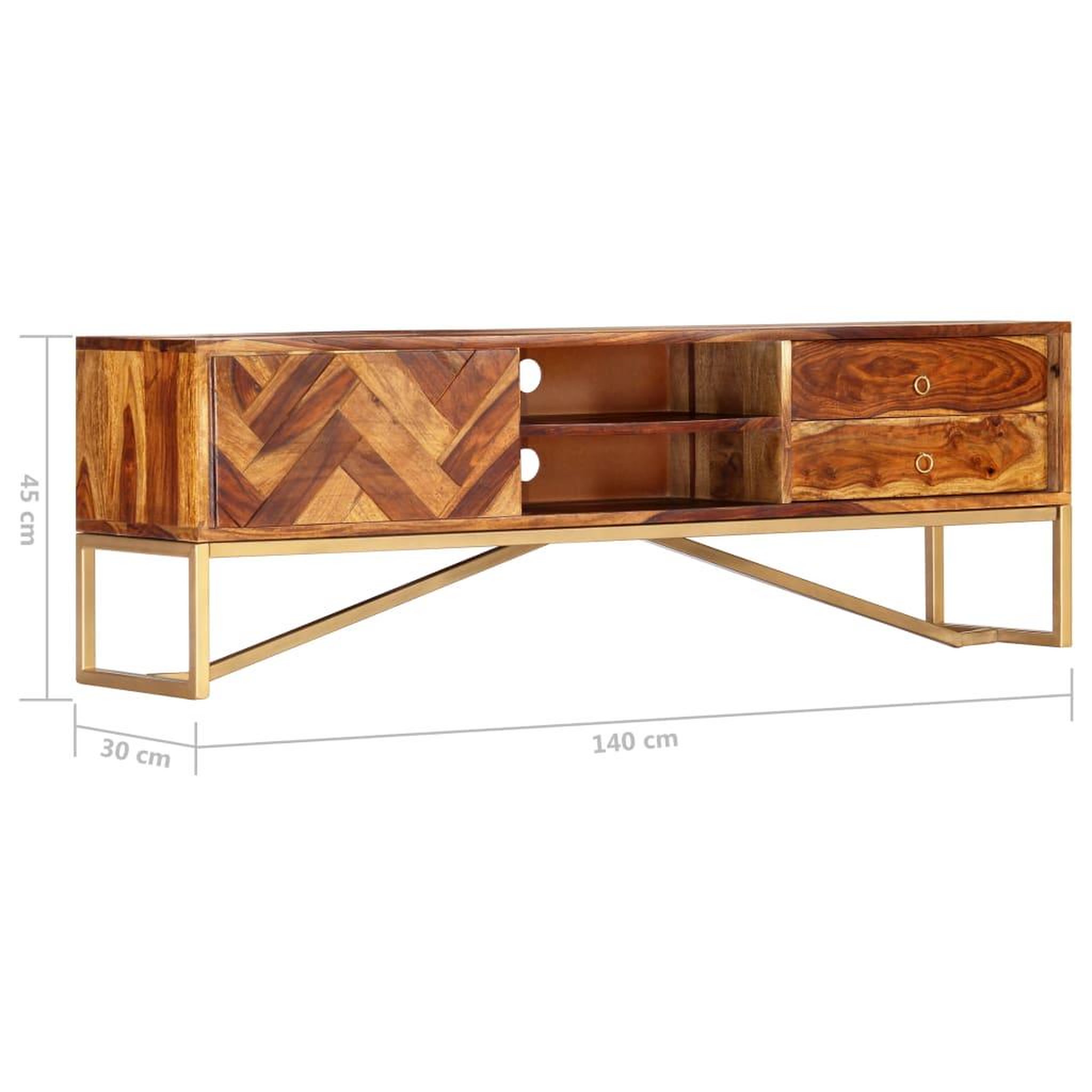 Voir la diapositive 6 : VIDAXL Meuble tv 140x30x45 cm bois de sesham massif