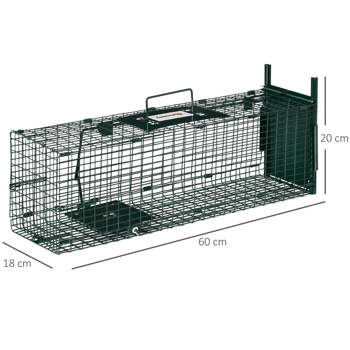 OUTSUNNY Piège de capture pour petits animaux type lapin rat - entrée, poignée - dim. 60L x 18l x 20H cm - métal vert