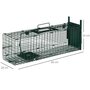 Voir la diapositive 3 : OUTSUNNY Piège de capture pour petits animaux type lapin rat - entrée, poignée - dim. 60L x 18l x 20H cm - métal vert