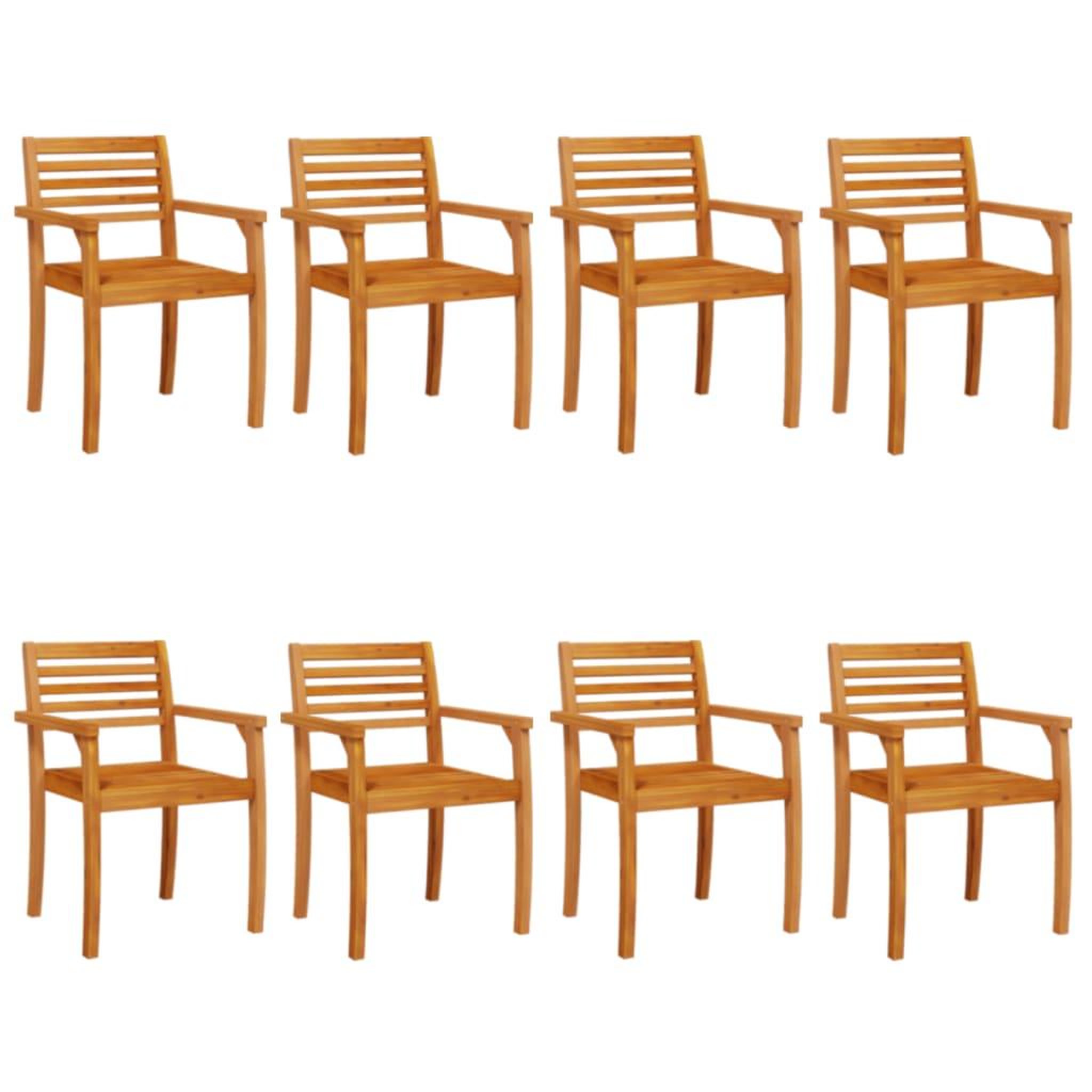 Voir la diapositive 2 : VIDAXL Chaises de jardin lot de 8 59x55x85 bois massif d'acacia