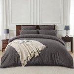 Les Ateliers du Linge Parure housse de couette tufté microfibre - CHAGA. Coloris disponibles : Gris