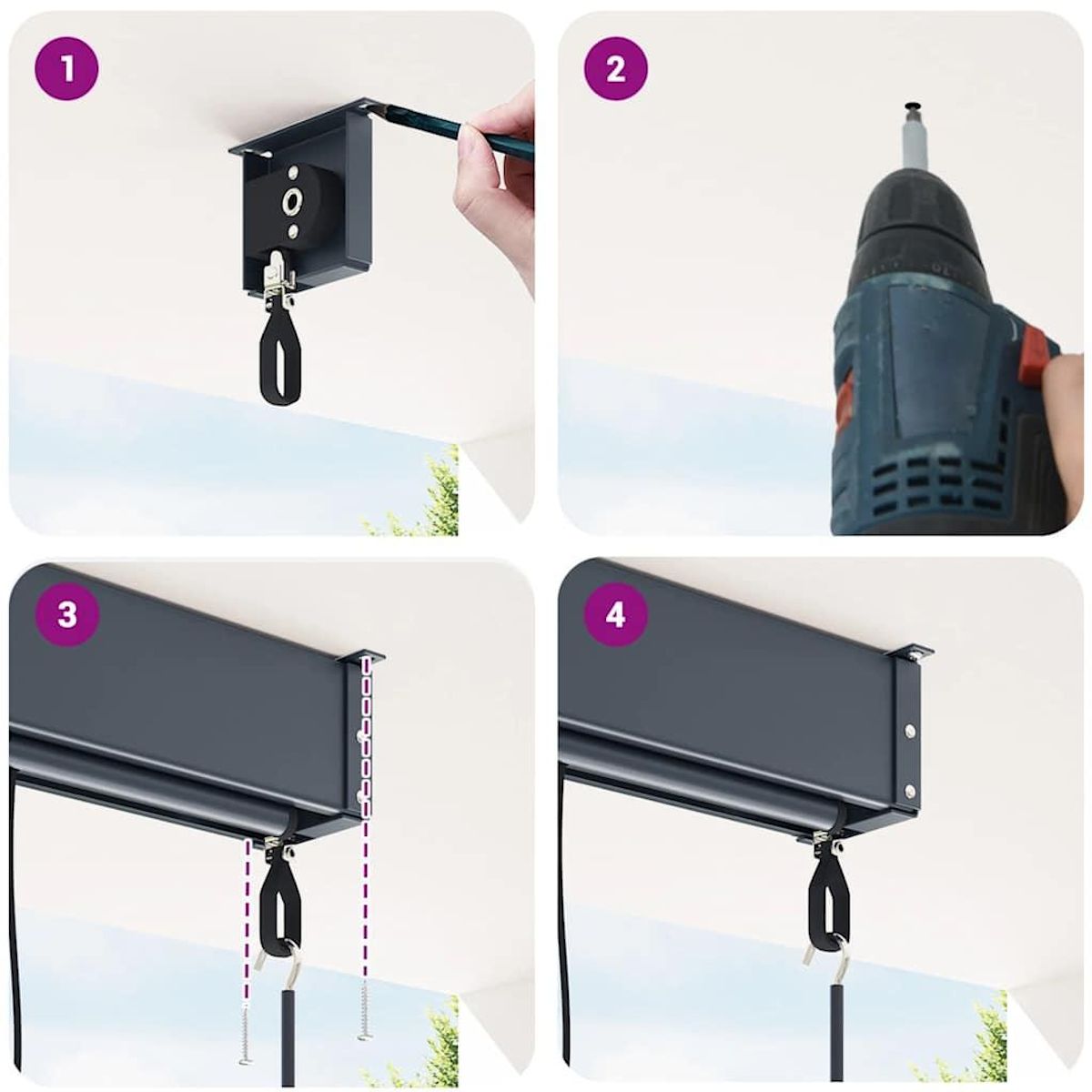 VIDAXL Store roulant d'exterieur 60x250 cm Bleu et blanc