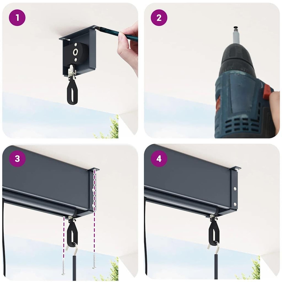 VIDAXL Store roulant d'exterieur 60x250 cm Bleu et blanc