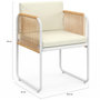 Voir la diapositive 5 : ID MARKET Lot de 4 chaises RIO structure métal blanc, cordage effet rotin clair et coussins beiges