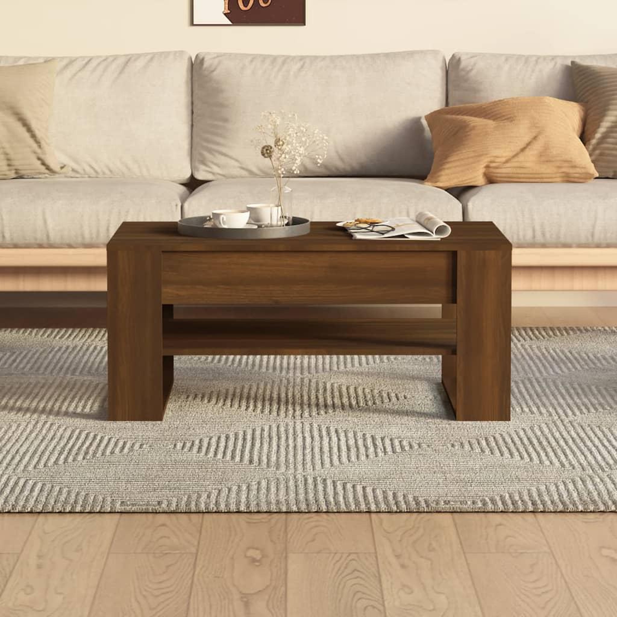 Voir la diapositive 5 : VIDAXL Table basse Chene marron 102x55x45 cm Bois d'ingenierie