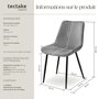 Voir la diapositive 6 : tectake Lot de chaises rembourrées aspect velours gris Lot de 4