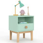 Voir la diapositive 1 : ID MARKET Table de chevet enfant JACOB 1 tiroir + 1 niche vert d'eau et bois