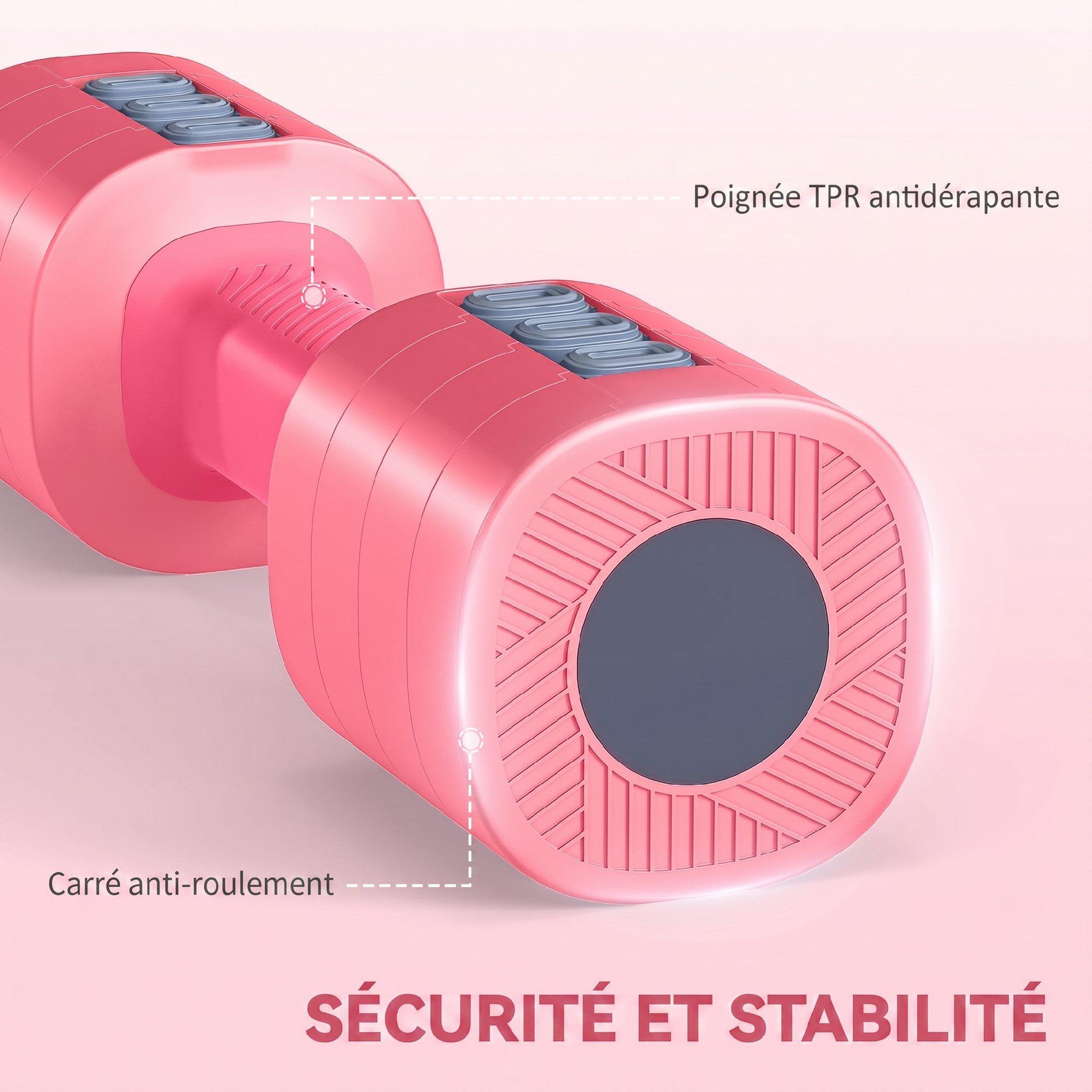 Voir la diapositive 6 : HOMCOM Haltères réglables total 5 kg max. - haltères évolutives design rose