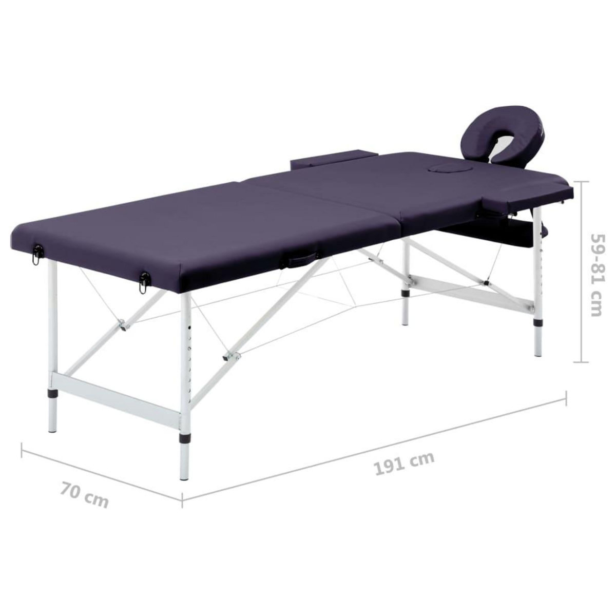 VIDAXL Table de massage pliable 2 zones Aluminium Violet