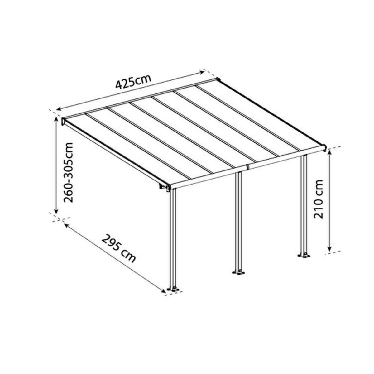 Palram Pergola 12.5m² gris anthracite - 704217