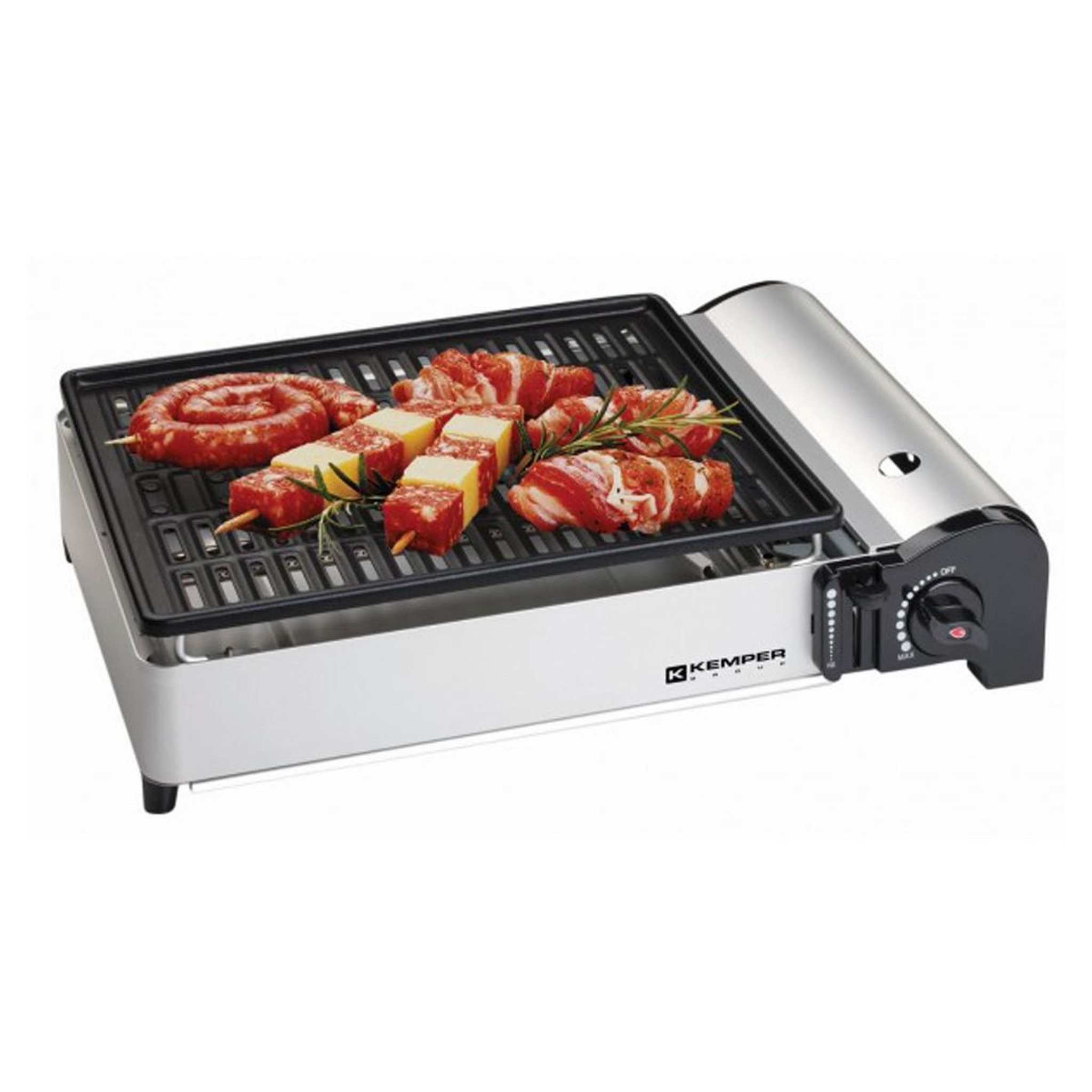 Voir la diapositive 2 : Kemper Barbecue à gaz 1900W Grille anti adhesive + 8 Cartouches gaz KEMPER