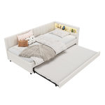 MERAX Lit gigogne rembourré 90x200cm. Coloris disponibles : Beige, Gris