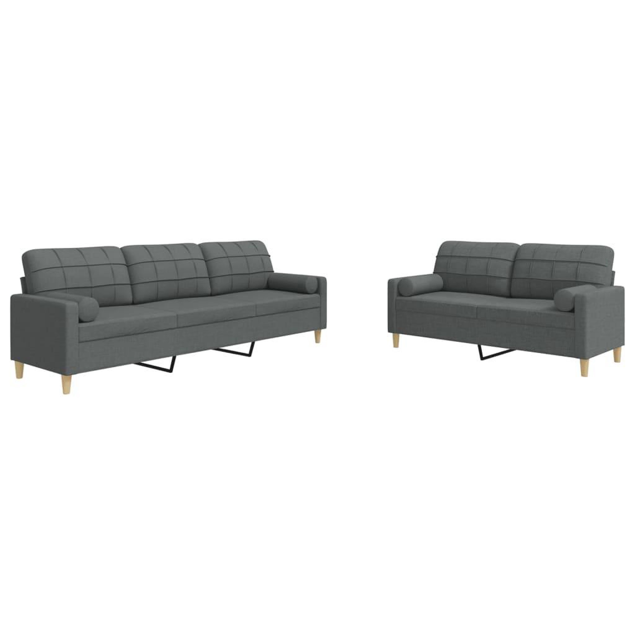 Voir la diapositive 2 : VIDAXL Ensemble de canapes 2 pcs coussins decoratifs gris fonce tissu