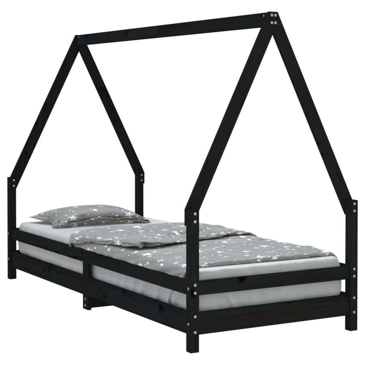 VIDAXL Cadre de lit pour enfants noir 90x200 cm bois de pin massif