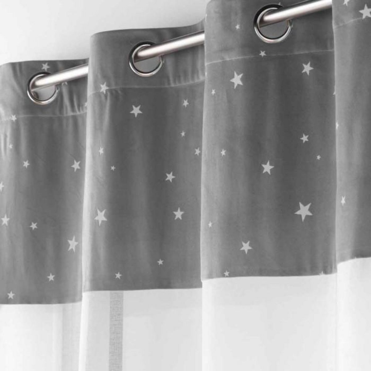 Paris Prix Rideau Voilage Phosphorescent  Moonlight  140x280cm Gris